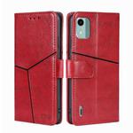 For Nokia C12 Geometric Stitching Leather Phone Case(Red)