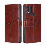 For Nokia C22 Geometric Stitching Leather Phone Case(Dark Brown)
