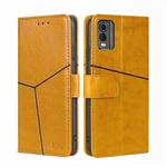 For Nokia C32 Geometric Stitching Leather Phone Case(Yellow)