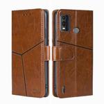 For Nokia G11 Plus Geometric Stitching Leather Phone Case(Light Brown)