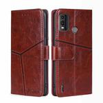 For Nokia G11 Plus Geometric Stitching Leather Phone Case(Dark Brown)