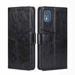 For Nokia C02 TA-1522 Geometric Stitching Leather Phone Case(Black)