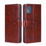 For Nokia C02 TA-1522 Geometric Stitching Leather Phone Case(Dark Brown)