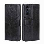 For Samsung Galaxy M14 5G Geometric Stitching Leather Phone Case(Black)