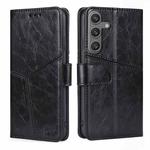 For Samsung Galaxy S24 5G Geometric Stitching Leather Phone Case(Black)
