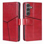 For Samsung Galaxy S24 5G Geometric Stitching Leather Phone Case(Red)