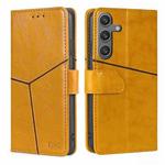 For Samsung Galaxy S24 5G Geometric Stitching Leather Phone Case(Yellow)