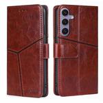 For Samsung Galaxy S24 Ultra 5G Geometric Stitching Leather Phone Case(Dark Brown)