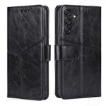 For Samsung Galaxy M55 5G Geometric Stitching Leather Phone Case(Black)