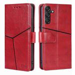 For Samsung Galaxy M55 5G Geometric Stitching Leather Phone Case(Red)