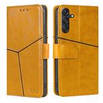 For Samsung Galaxy M55 5G Geometric Stitching Leather Phone Case(Yellow)