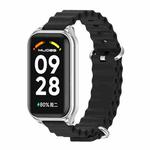 For Redmi Band 2 Mijobs Metal Shell Ocean Silicone Watch Band(Black Silver)