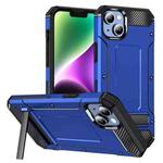 For iPhone 14 Plus Matte Holder Phone Case(Dark Blue)