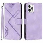 For iPhone 13 Pro Line Pattern Skin Feel Leather Phone Case(Light Purple)