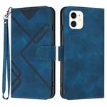 For iPhone 11 Line Pattern Skin Feel Leather Phone Case(Royal Blue)