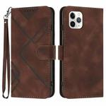 For iPhone 11 Pro Max Line Pattern Skin Feel Leather Phone Case(Coffee)