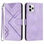 For iPhone 11 Pro Max Line Pattern Skin Feel Leather Phone Case(Light Purple)
