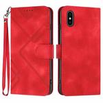 For iPhone XS Max Line Pattern Skin Feel Leather Phone Case(Red)