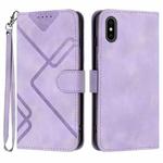 For iPhone XS Max Line Pattern Skin Feel Leather Phone Case(Light Purple)