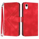 For iPhone XR Line Pattern Skin Feel Leather Phone Case(Red)