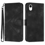 For iPhone XR Line Pattern Skin Feel Leather Phone Case(Black)