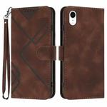 For iPhone XR Line Pattern Skin Feel Leather Phone Case(Coffee)