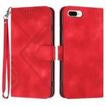 For iPhone 6 Plus/7 Plus/8 Plus Line Pattern Skin Feel Leather Phone Case(Red)