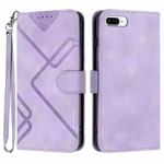 For iPhone 6 Plus/7 Plus/8 Plus Line Pattern Skin Feel Leather Phone Case(Light Purple)