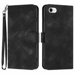 For iPhone 6/7/8/SE 2020/SE 2022 Line Pattern Skin Feel Leather Phone Case(Black)