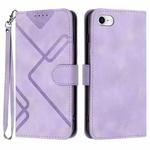 For iPhone 6/7/8/SE 2020/SE 2022 Line Pattern Skin Feel Leather Phone Case(Light Purple)