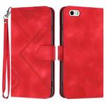 For iPhone 5s / SE Line Pattern Skin Feel Leather Phone Case(Red)