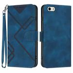 For iPhone 5s / SE Line Pattern Skin Feel Leather Phone Case(Royal Blue)