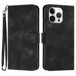 For iPhone 16 Pro Max Line Pattern Skin Feel Leather Phone Case(Black)