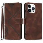 For iPhone 16 Pro Max Line Pattern Skin Feel Leather Phone Case(Coffee)