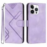 For iPhone 16 Pro Max Line Pattern Skin Feel Leather Phone Case(Light Purple)