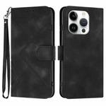 For iPhone 16 Pro Line Pattern Skin Feel Leather Phone Case(Black)