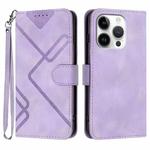 For iPhone 16 Pro Line Pattern Skin Feel Leather Phone Case(Light Purple)