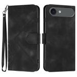 For iPhone 17 Air Line Pattern Skin Feel Leather Phone Case(Black)