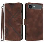 For iPhone 17 Air Line Pattern Skin Feel Leather Phone Case(Coffee)