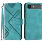 For iPhone 17 Air Line Pattern Skin Feel Leather Phone Case(Light Blue)