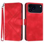 For iPhone 17 Pro Max Line Pattern Skin Feel Leather Phone Case(Red)