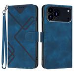 For iPhone 17 Pro Max Line Pattern Skin Feel Leather Phone Case(Royal Blue)