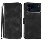 For iPhone 17 Pro Max Line Pattern Skin Feel Leather Phone Case(Black)