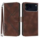 For iPhone 17 Pro Max Line Pattern Skin Feel Leather Phone Case(Coffee)