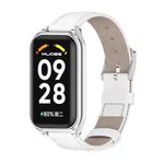 For Redmi Band 2 Mijobs Metal Shell Genuine Leather Watch Band(White Silver)