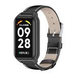 For Redmi Band 2 Mijobs Metal Shell Genuine Leather Watch Band(Black)