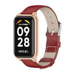 For Redmi Band 2 Mijobs Metal Shell Genuine Leather Watch Band(Red Rose Gold)