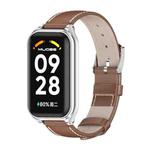 For Redmi Band 2 Mijobs Metal Shell Genuine Leather Watch Band(Brown Silver)