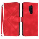 For OnePlus 8 Pro Line Pattern Skin Feel Leather Phone Case(Red)