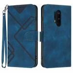 For OnePlus 8 Pro Line Pattern Skin Feel Leather Phone Case(Royal Blue)